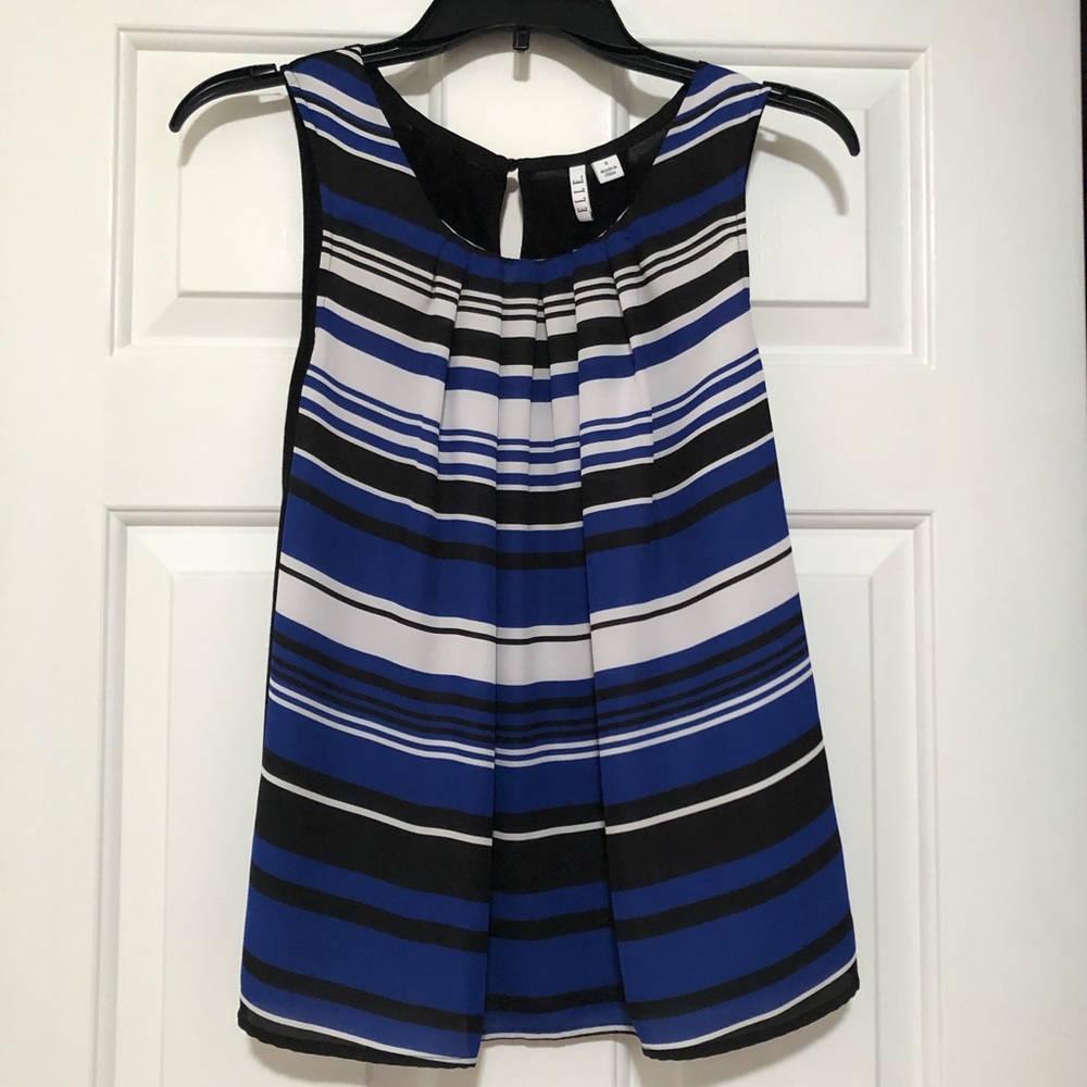 Elle Striped Top in Blue, White & Black - Small